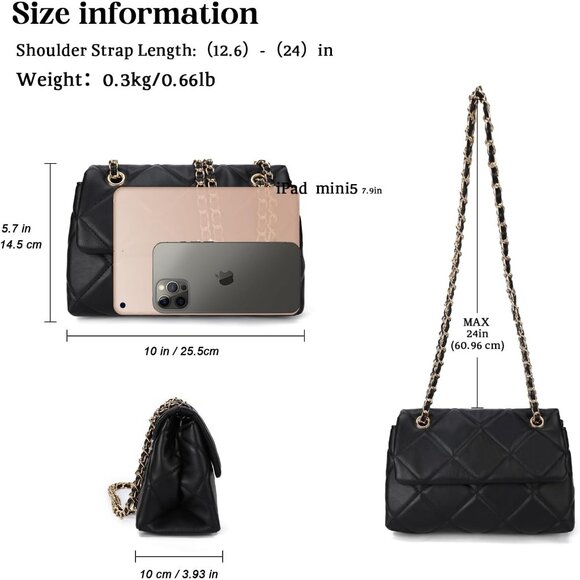 Gladdon Women's Black Small Ladies Trendy Clutch Purses Cute Designer Hand-Bag - Picture 2 of 6